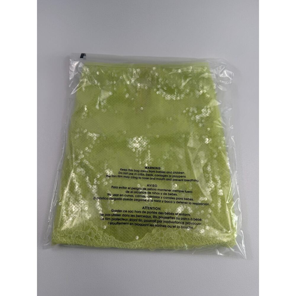 Victoria's Secret Sequin Neon Yellow Mini Skirt w/Built-in Panties Size L - Picture 8 of 8